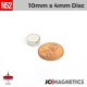 10mm x 4mm 25/64in x 5/32in N52 Discs Rare Earth Neodymium Magnet 10x4mm