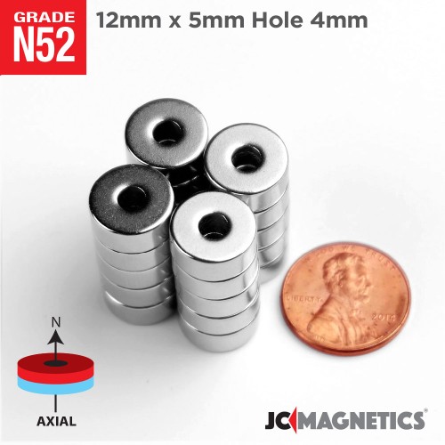 12mm x 5mm x Hole 4mm N52 Ring Rare Earth Neodymium Magnet 