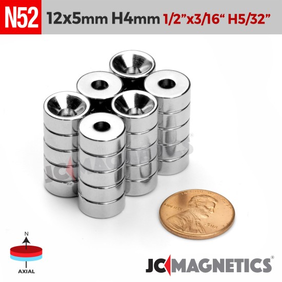 12mm x 5mm x Hole 4mm N52 Countersunk Ring Rare Earth Neodymium Magnet 