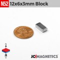 12mm x 6mm x 3mm N52 Block Rare Earth Neodymium Magnet 12x6x3mm