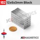 12mm x 6mm x 3mm N52 Block Rare Earth Neodymium Magnet 12x6x3mm