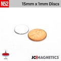 15mm x 1mm 5/8in x 1/32in N52 Thin Discs Rare Earth Neodymium Magnet 15x1mm