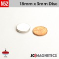 18mm x 3mm 45/64in x 1/8in N52 Discs Rare Earth Neodymium Magnet 18x3mm