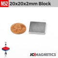 20mm x 20mm x 2mm N52 Square Block Rare Earth Neodymium Magnet 20x20x2mm