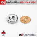 20mm x 5mm x Hole 5mm N52 Countersunk Ring Rare Earth Neodymium Magnet 