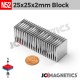 25mm x 25mm x 2mm N52 Square Block Rare Earth Neodymium Magnet 25x25x2mm