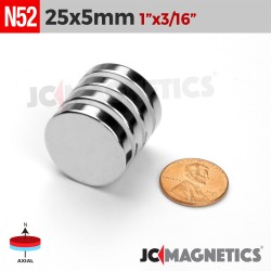 25mm X 20mm N52 neodymium magnets round disc cylinder 1in x 25/32in