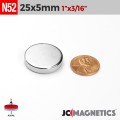 25mm x 5mm 1in x 3/16in N52 Discs Rare Earth Neodymium Magnet 25x5mm