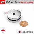 32mm x 5mm x Hole 5mm N52 Ring Rare Earth Neodymium Magnet 