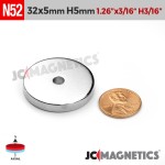 38mm x 1.5mm 1.5x1/16 N45 Super Strong Round Disc Rare Earth