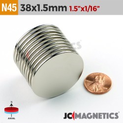 N45 1/2x1/16 Adhesives Neodymium Disc Magnets