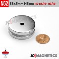 5pcs N52 38mm x 5mm x Hole 5mm Ring Rare Earth Neodymium Magnet 