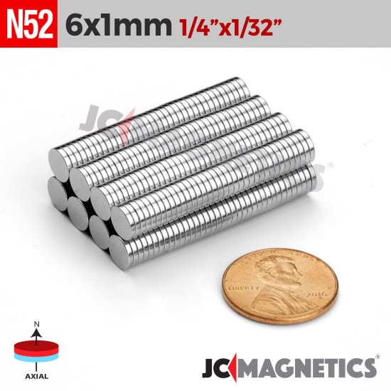 6mm X 1mm thin magnets discs 1/4in x 1/32in