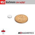 6mm x 1mm 1/4in x 1/32in N52 Thin Discs Rare Earth Neodymium Magnet 6x1mm