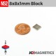 8mm x 8mm x 1mm N52 Thin Square Block Rare Earth Neodymium Magnet 8x8x1mm