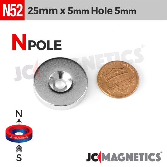 N35 Neodymium magnet countersunk ring : 12mm OD x 8mm large ID x