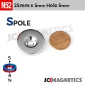 25mm x 5mm x Hole 5mm N52 Countersunk Ring Rare Earth Neodymium Magnet 